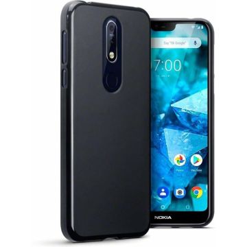 Hoesje voor Nokia 7.1 (2018), gel case, mat zwart