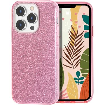 Hoesje Geschikt voor iPhone 13 Pro Max Hoesje Glitters Siliconen Roze - Glitter Hoesje Geschikt voor iPhone 13 Pro Max hoesje TPU Case - Cover