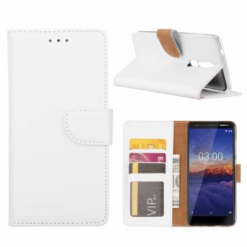 Nokia 3.1 Booktype Kunstleer Hoesje Met Pasjesruimte Wit