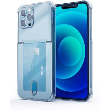 Hoesje Geschikt voor iPhone 13 Pro hoesje transparant - Shock case met pasjeshouder Hoesje Geschikt voor iPhone 13 Pro - Hoesje Geschikt voor iPhone 13 Pro hoesje met pasjeshouder