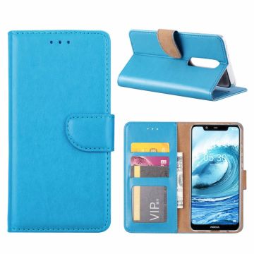 Booktype Kunstleer Hoesje Met Pasjesruimte Blauw Nokia 5.1 Plus