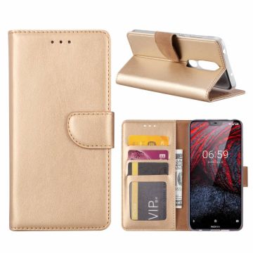 Booktype Kunstleer Hoesje Met Pasjesruimte Goud Nokia 6.1 Plus