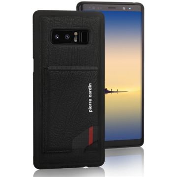 Pierre cardin echt lederen back cover met pashouder voor Samsung Note 8. Zwart