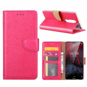 Booktype Kunstleer Hoesje Met Pasjesruimte Roze Nokia 6.1 Plus