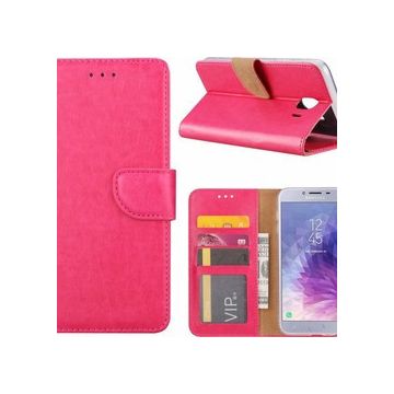 Ntech Samsung Galaxy J4+ (Plus) 2018 case Roze Portemonnee / Booktype hoesje met opbergvakjes