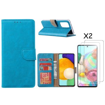 Samsung A53 / A53s hoesje bookcase Blauw - Samsung Galaxy A53 5G case portemonnee hoesje - Galaxy A53 book case hoes cover - Samsung A53 screenprotector / tempered glass 2 Pack