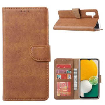 Samsung A13 Hoesje Bruin - Samsung Galaxy A13 Booktype met Pasjeshouder - A13 4G book case Portemonee hoesje