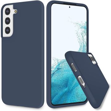 Samsung S22 Hoesje Silicone Backcover Navy - Samsung Galaxy S22 hoesje Siliconen soft liquid - Samsung S22 case - hoesje Samsung S22