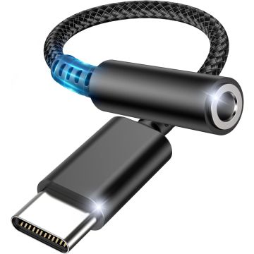 usb c aux - aux naar usb c - usb c jack - usb c naar jack - USB C Male naar 3.5mm Aux Jack - met roeping - muziek - phone calling - Geschikt voor Samsung Audio Jack voor S24 / S24 Plus / S24 Ultra / A54 / S23 FE zwart - Ntech
