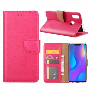 Huawei P Smart+ (Plus) Roze Booktype / Portemonnee TPU Lederen Hoesje