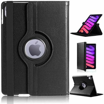 Hoes geschikt voor iPad Mini 6 / iPad mini 2021 Zwart - Hoes geschikt voor iPad Mini 6 cover - Hoes geschikt voor iPad Mini 6 - Hoes geschikt voor iPad Mini 6 hoesje - Hoes geschikt voor iPad mini 6 case - 360° draaibare Hoes Kunstleer