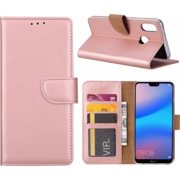 Ntech Hoesje voor Huawei P Smart (2019) Portemonnee / Booktype hoesje / met opbergvakjes Rose Goud