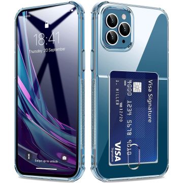 Hoesje Geschikt voor iPhone 11 hoesje transparant - Shock case met pasjeshouder Hoesje Geschikt voor iPhone 11 - Hoesje Geschikt voor iPhone 11 hoesje met pasjeshouder