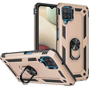 oTronica Armor Backcover voor Samsung Galaxy A12 (5G) Hoesje met ringhouder - Goud