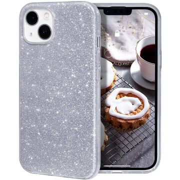 oTronica TPU Backcover voor Apple iiPhone 13 Pro Max glitter hoesje - Zilver