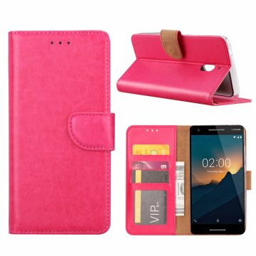 Nokia 2.1 Booktype Kunstleer Hoesje Met Pasjesruimte Roze