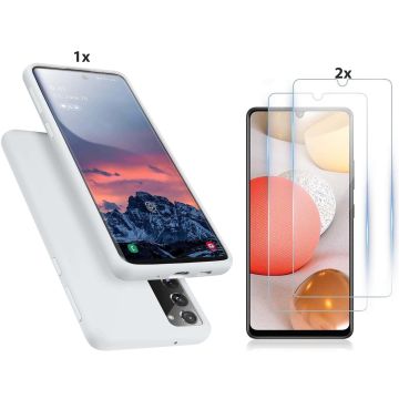 Samsung Galaxy S20 Hoesje Soft Nano Silicone Backcover Gel Wit Met 2x Glazen Screenprotector