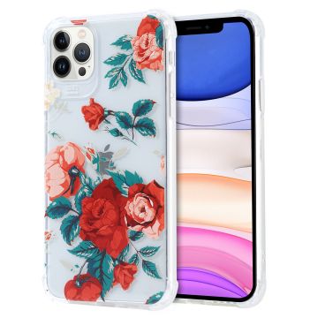 Siliconen Hoesje met bloemenprint Geschikt voor iPhone 11 Pro Max Rozen – Transparant