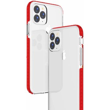 Hoesje Geschikt voor iPhone 11 Pro Anti Shock Hoesje - Rood & Transparant