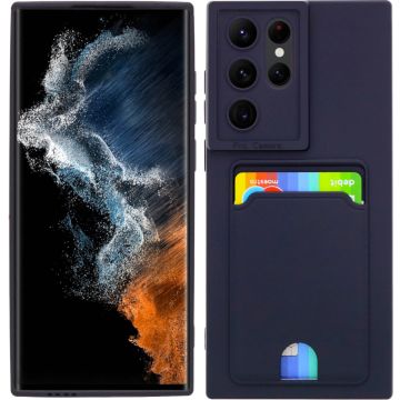 Samsung Galaxy S22 Ultra Siliconen hoesje Zwart Met Pasjeshouder