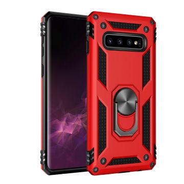 Samsung Galaxy S10+ Armor Hoesje Ringhouder TPU - Rood