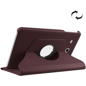 Samsung Galaxy Tab E 9.6 / T560 horizontaal Litchi structuur 360º Draaibaar Hoesje (koffie kleur)