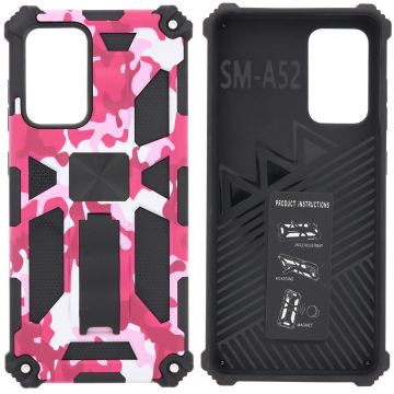Samsung Galaxy S20 FE Hoesje - Rugged Extreme Backcover Camouflage met Kickstand - Pink