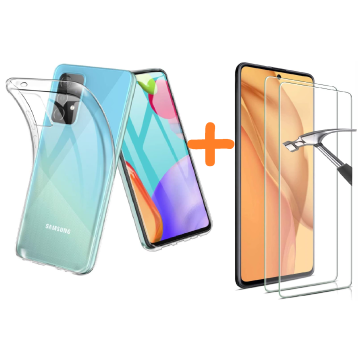 Samsung A52 hoesje transparant - Galaxy A52 hoesje casesiliconen hoesjes cover hoes - Hoesje Samsung A52 - 2X Samsung A52 Screenprotector