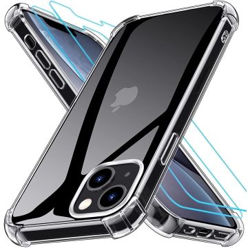 Hoesje Geschikt voor iPhone 13 Mini hoesje transparant case siliconen - hoesjes Hoesje Geschikt voor iPhone 13 Mini Silicone anti shock cover - 2x Hoesje Geschikt voor iPhone 13 Mini Screenprotector