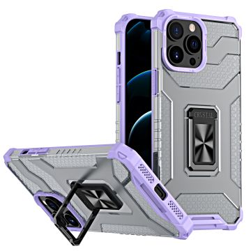 Hoesje Geschikt voor iPhone 13 Pro Max transparent rugged case Met Ringhouder – Paars