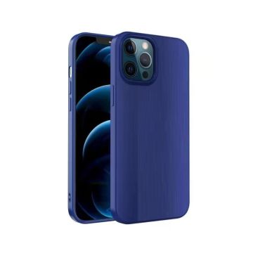 Hoesje Geschikt voor iPhone 12 Mini Hoesje Geborsteld TPU case / Brushed backcover - Blauw