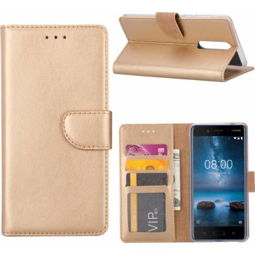 Portemonnee hoesje voor Nokia 3 book case met pasjes Champagne Goud