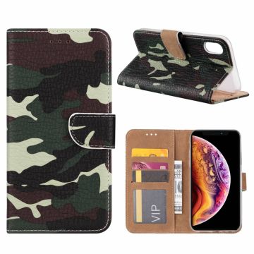 iPhone Xr Camouflage Design Boek hoesje met pasjesruimte