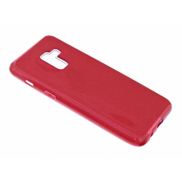 Samsung Galaxy A8 (2018) Rood Glitter TPU Back Cover Hoesje