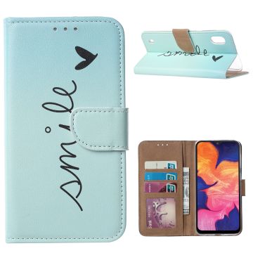 Ntech Smile Design Booktype Kunstleer Hoesje Met Pasjesruimte - Samsung Galaxy A10