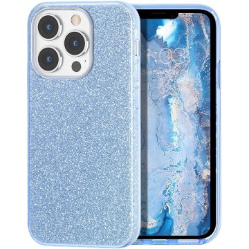 Hoesje Geschikt voor iPhone 13 Pro Max Hoesje Glitters Siliconen Licht Blauw - Glitter Hoesje Geschikt voor iPhone 13 Pro Max hoesje TPU Case - Cover