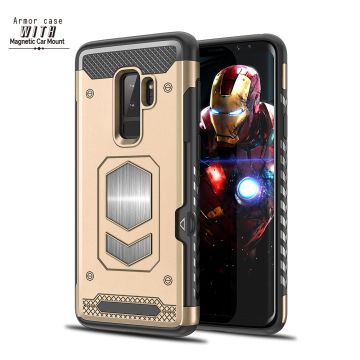 Ntech Samsung Galaxy S9 Plus Luxe Armor Case met Pashouder - Goud