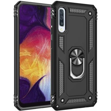 Samsung Galaxy A50/A50s Armor Hoesje Ringhouder TPU - Zwart