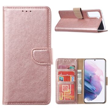 Samsung Galaxy S21 Hoesje - Samsung S21 Portemonnee BookCase - Kaarthouder & Magneetlipje Rose Goud