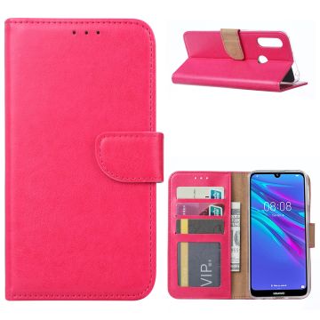 Ntech Portemonnee Hoesje/Book Case met Opbergvakjes & Magneetflapje voor Huawei Y6 2019 - Roze/Pink
