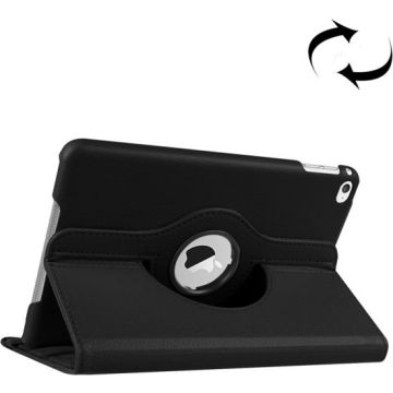 Litchi structuur 360 graden draaiend Smart lederen hoesje met houder voor iPad mini 4(zwart)
