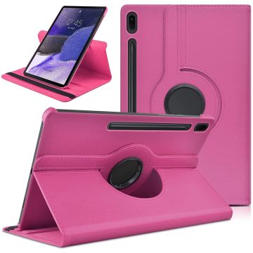 Samsung Tab S8 Plus hoes Draaibare Book Case Cover Pink - Samsung Galaxy Tab S8 Plus hoesje 2022/ Tab S7 FE 2021/Tab S7 Plus 2020 hoesje -Tablet Hoes 12.4 Inch