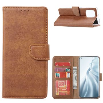 Xiaomi Mi 11 Hoesje - Mi 11 bookcase cover met Pasjeshouder - Bruin