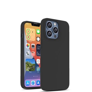 Hoesje Geschikt voor iPhone 13 Pro Max – Liquid siliconen backcover – Zwart