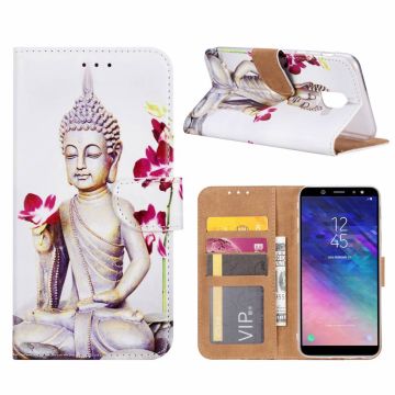 Samsung Galaxy A6 Boeddha Bloem Design Booktype Kunstleer Hoesje Met Pasjesruimte