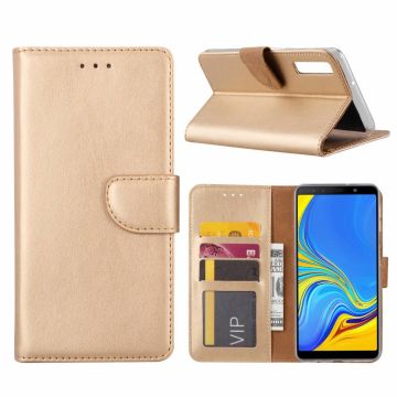 Ntech Samsung Galaxy A7 2018 Goud Portemonnee / Booktype TPU Lederen Hoesje
