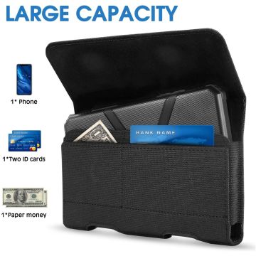 Riem Holster Hoesje - Universeel Telefoonhoesje Nylon Holster 5.5 Samsung A7 2018 / A6 Plus / A9 / A80 / A90 / J6 Plus / J7/ Huawei P50 / P30 Lite/ P40 / P40 Pro / Zwart