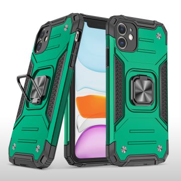 Hoesje Geschikt voor iPhone 11 Pro - Heavy Duty Armor hoesje Met Kickstand ringhouder – Groen