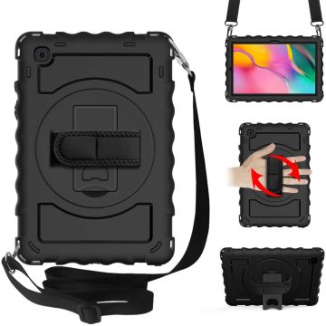 Samsung Galaxy Tab A7 Hoes Kids Case - 10.4 - (2020/2022) - Robuuste Hybridee Armor met Handband - Zwart