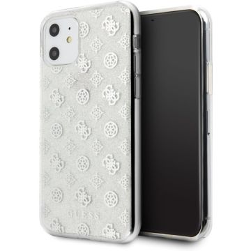 iPhone 11 Backcase hoesje - Guess - Glitter Zilver - TPU